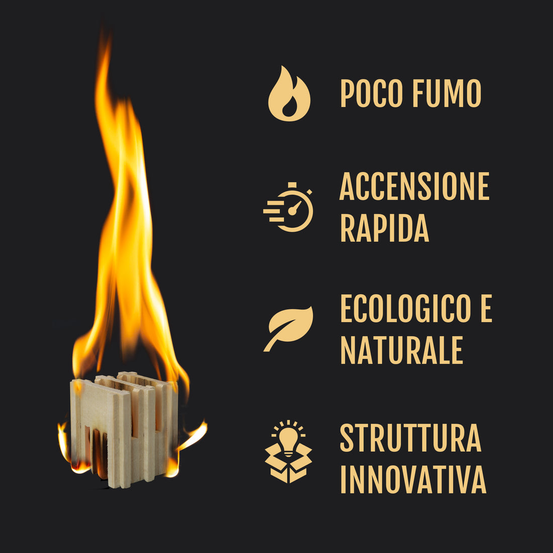 Accendifuoco Ecologico di Legno Naturale, 90pz.