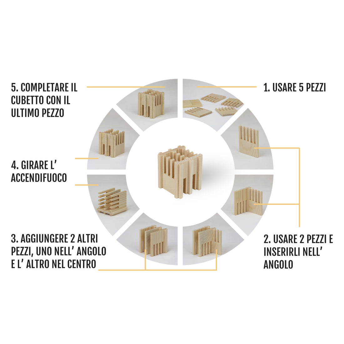 Accendifuoco Ecologico di Legno Naturale, 90pz.